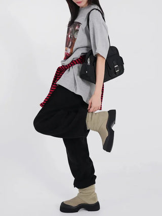 Brun suede platform boots