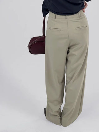 Wood two-pintuck wide slacks
