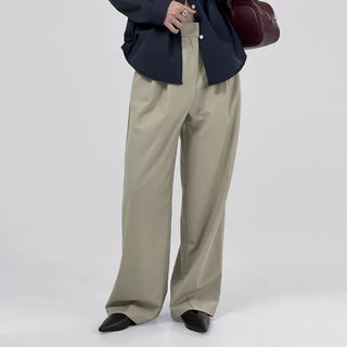 Wood two-pintuck wide slacks