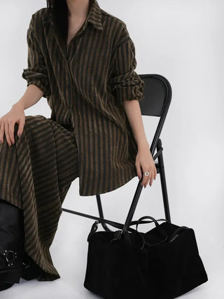 Mer Velvet Striped Long Skirt