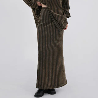 Mer Velvet Striped Long Skirt