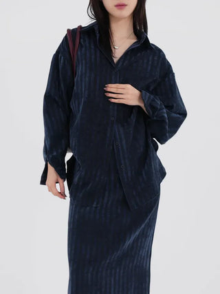 Mer Velvet Striped Long Skirt