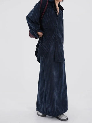 Mer Velvet Striped Long Skirt