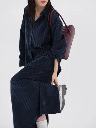 Mer Velvet Striped Long Skirt