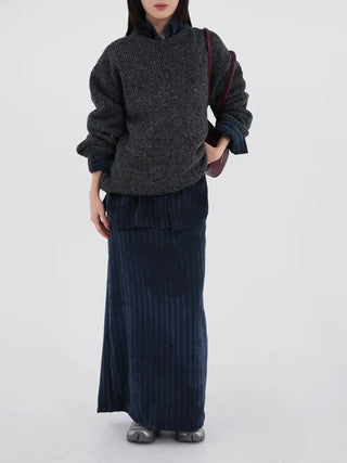 Mer Velvet Striped Long Skirt