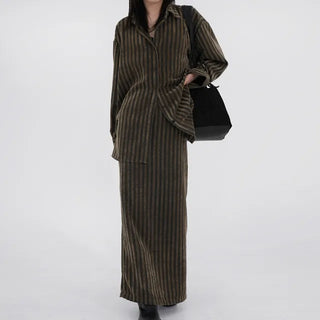 Mer Velvet Striped Long Skirt