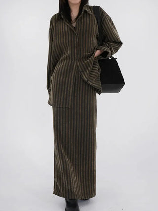 Mer Velvet Striped Long Skirt