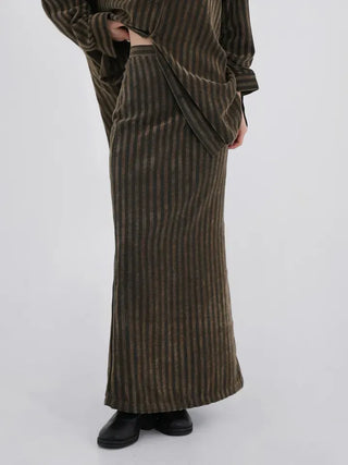 Mer Velvet Striped Long Skirt