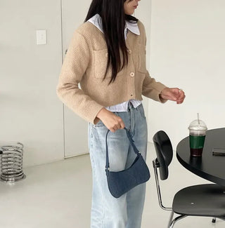 We have a waffle knit cardigan
