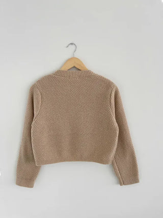 We have a waffle knit cardigan