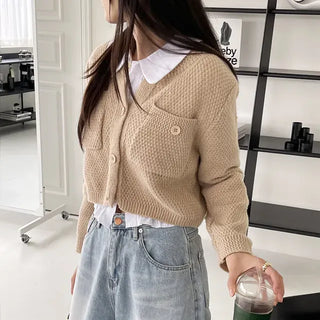 We have a waffle knit cardigan
