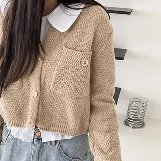 We have a waffle knit cardigan