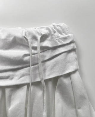 Flare puff ribbon mini skirt