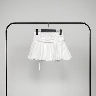 Flare puff ribbon mini skirt