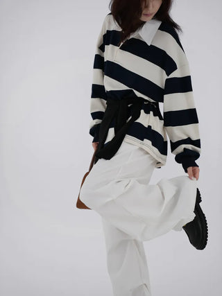 Lamin striped collared long-sleeve shirt