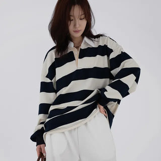 Lamin striped collared long-sleeve shirt