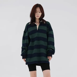 Lamin striped collared long-sleeve shirt