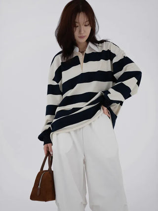 Lamin striped collared long-sleeve shirt