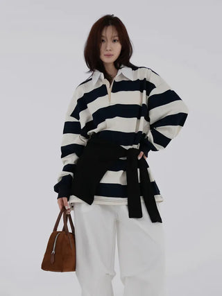 Lamin striped collared long-sleeve shirt