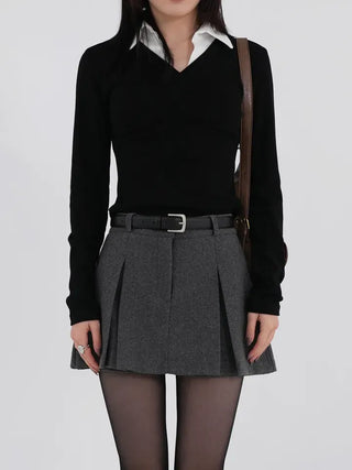 Rumiko Collar Contrast Long Sleeve