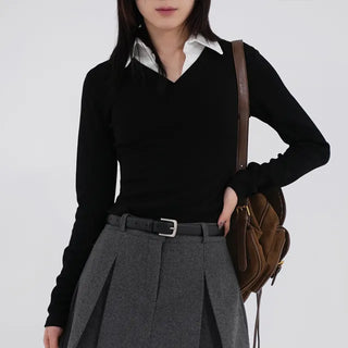 Rumiko Collar Contrast Long Sleeve