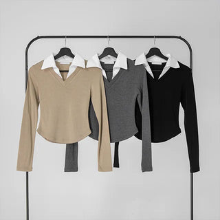 Rumiko Collar Contrast Long Sleeve
