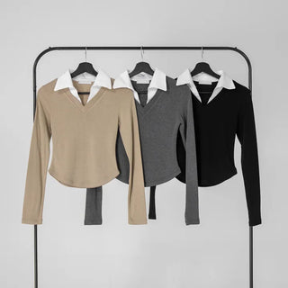 Rumiko Collar Contrast Long Sleeve