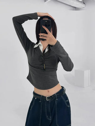 Rumiko Collar Contrast Long Sleeve
