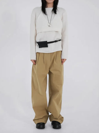 Tian Pintuck Wide Cotton Pants