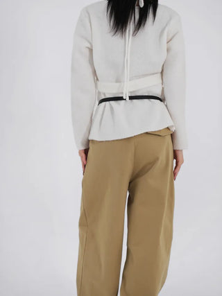 Tian Pintuck Wide Cotton Pants