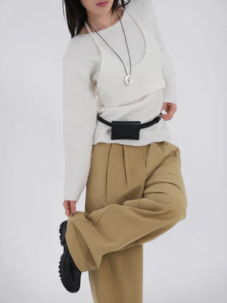 Tian Pintuck Wide Cotton Pants