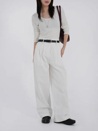 Tian Pintuck Wide Cotton Pants
