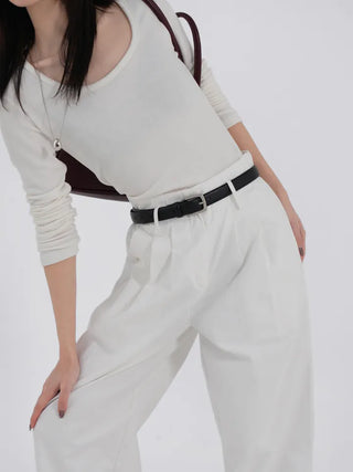 Tian Pintuck Wide Cotton Pants