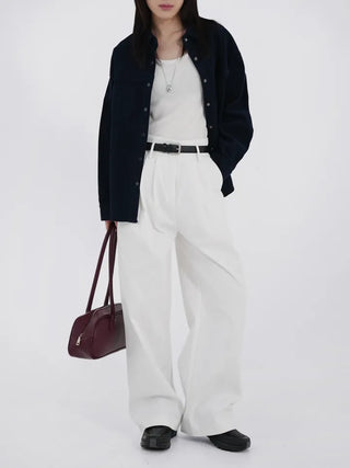 Tian Pintuck Wide Cotton Pants