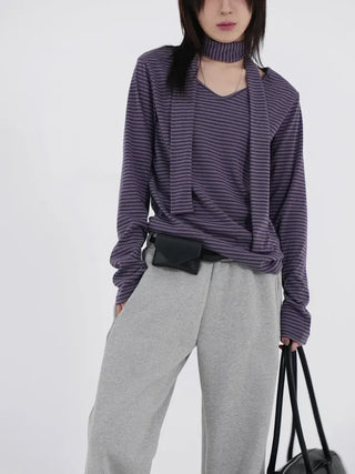 Tero V-neck Striped Long Sleeve & Tie
