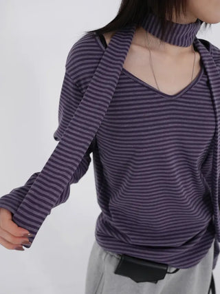 Tero V-neck Striped Long Sleeve & Tie