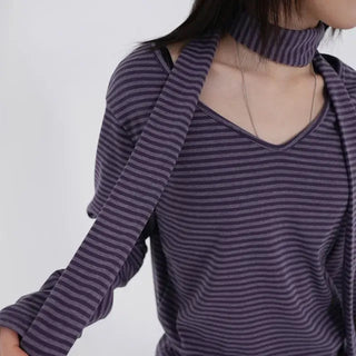 Tero V-neck Striped Long Sleeve & Tie