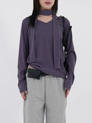Tero V-neck Striped Long Sleeve & Tie