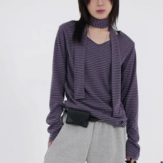 Tero V-neck Striped Long Sleeve & Tie