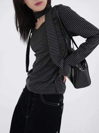 Tero V-neck Striped Long Sleeve & Tie