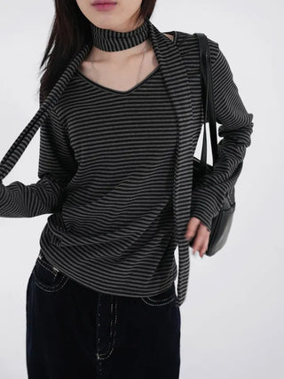 Tero V-neck Striped Long Sleeve & Tie