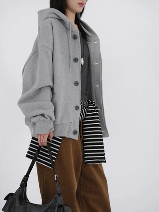 Rebel Button Hooded Cardigan