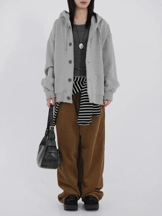 Rebel Button Hooded Cardigan