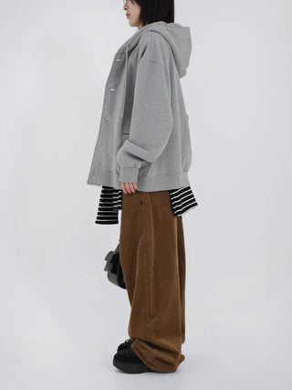 Rebel Button Hooded Cardigan