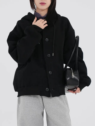 Rebel Button Hooded Cardigan