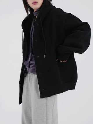 Rebel Button Hooded Cardigan