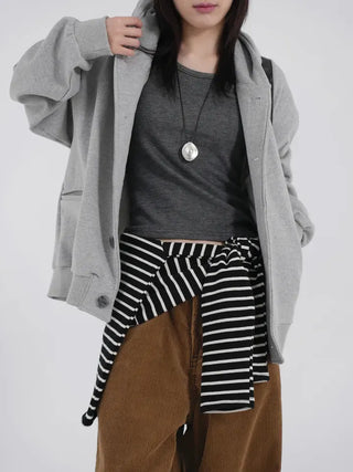 Rebel Button Hooded Cardigan