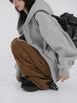 Rebel Button Hooded Cardigan