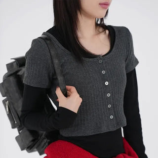 Kaho Button Layered Cardigan