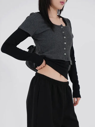 Kaho Button Layered Cardigan
